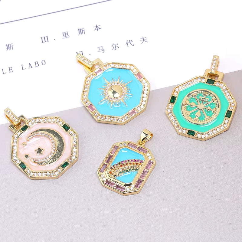 Handicraft Custume Accessories Greek Gods Evil Eye Crescent Moon Star Enamel Charms for DIY Pendant Collar Jewelry Making