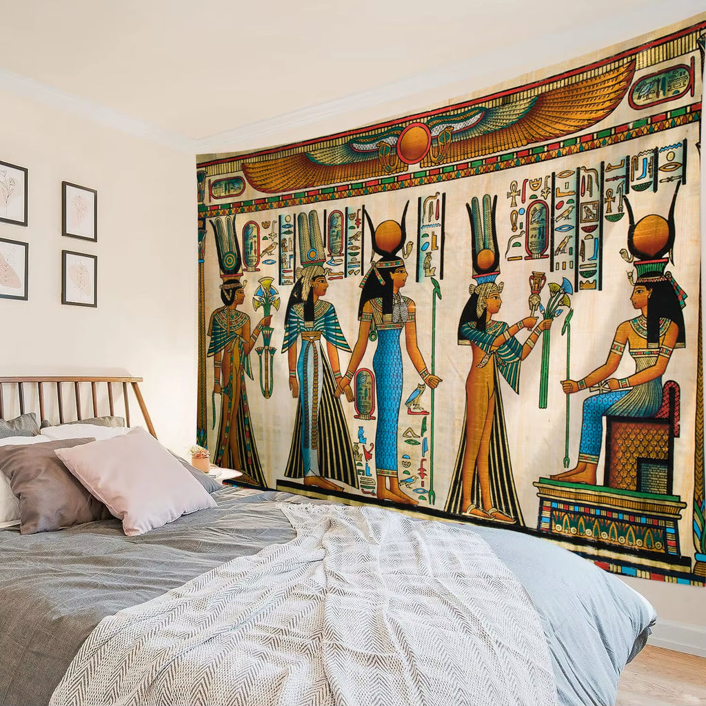 Egyptian Painting Tapestry Nefertalis Tomb Thebes Wall Hanging Gods of Ancient Egypt Mural for Bedroom Living Room Dorm Decor