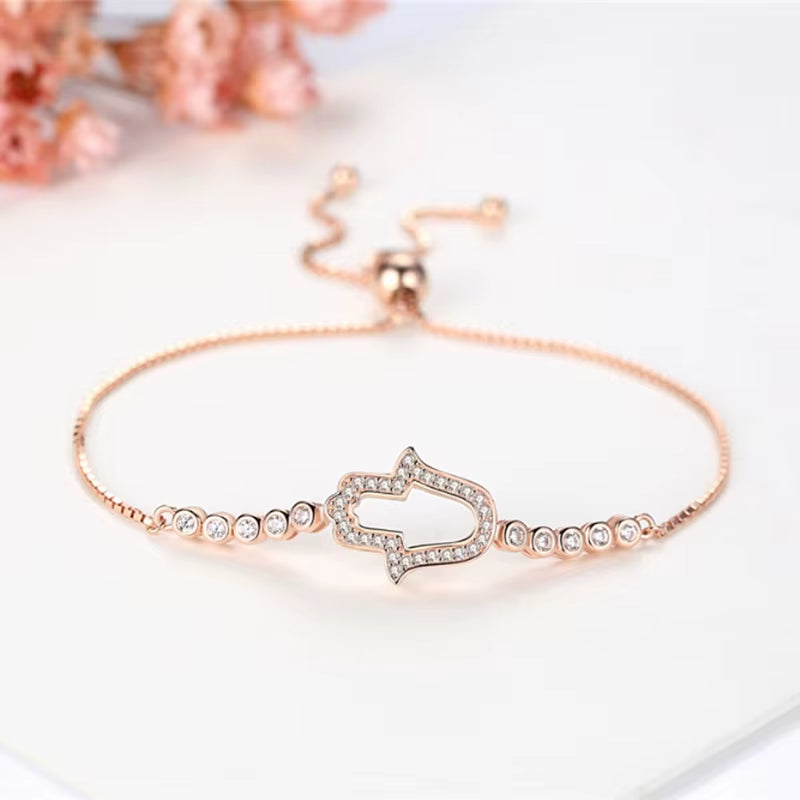 925 Sterling Silver Bracelet Zircon Tennis Bracelets for Women Hamsa Hand Charm Bracelet Mens Bracelets 2019 Jewelry