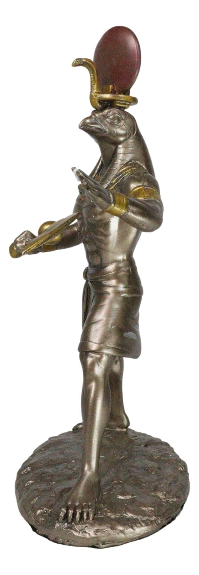 Egyptian Mythology God Horus Ra with Sun and Uraeus Disc Statue Heru Falcon