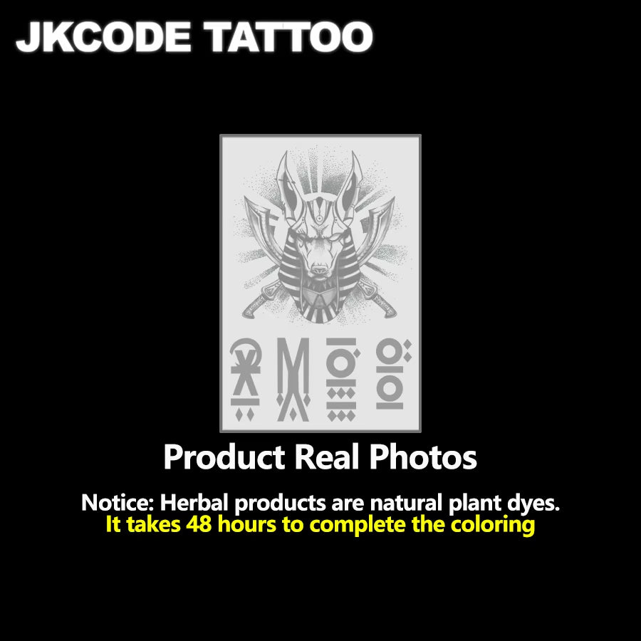 Herbal Tattoo Ancient Egyptian and Greek Mythical Beast Motifs Ancient Text Patterns Finger Tattoo Dark Style Hand and Neck Finger Tattoo Cool Style for Men and Women Anubis Sun Totem Multi-Purpose Tattoo Sticker Long-Lasting Waterproof for 15 Days