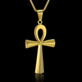 Dropshipping Egyptian Ankh Cross Pendant Necklace 19" 22" 24" Gold Color Stainless Steel Necklace for Women Egypt Jewelry XL811