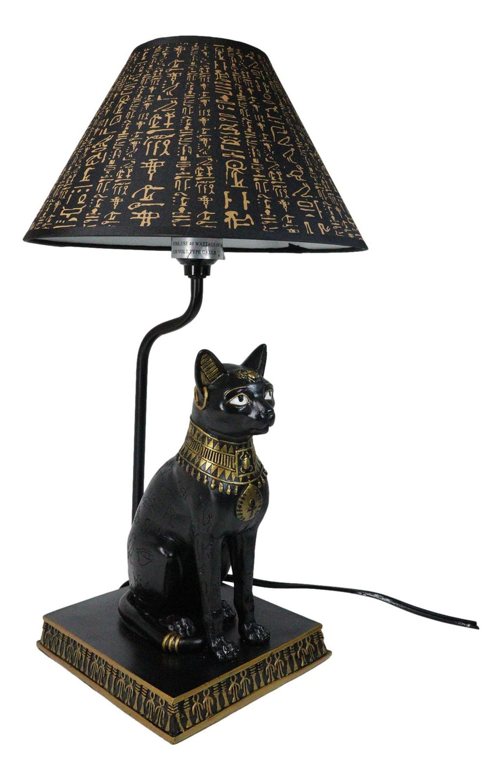 Ebros Egyptian Goddess of Home Bastet Cat Table Lamp Sculpture with Shade