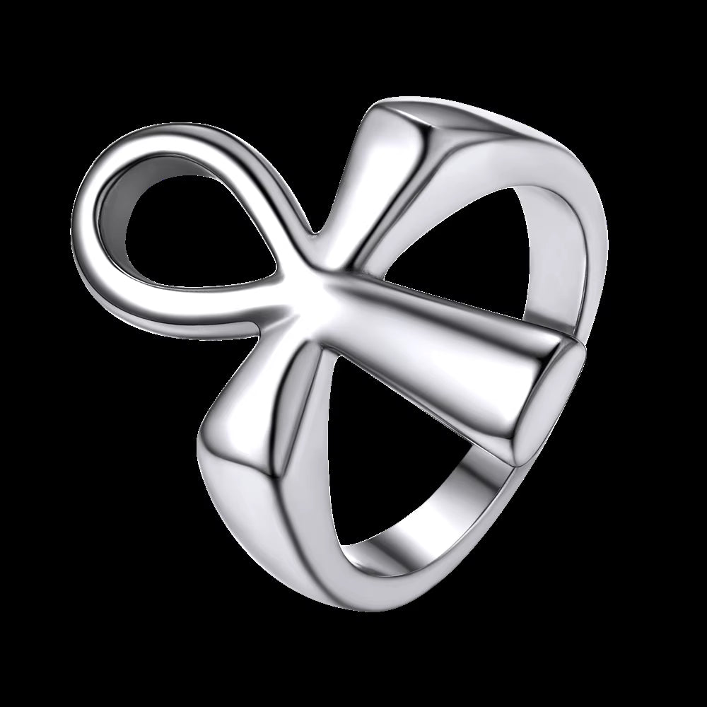 Stainless Steel Ankh Cross Rings for Men Women Egyptian Hieroglyphs Symbol Key of Life Charm Size 7-14 Egypt Jewelry Gift