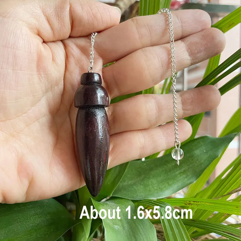 Natural Wooden Pendulum for Divination Dowsing Karnak Egyptian Wood Pendant Pendulums Chakra Chain Healing Spiritual Pendulos