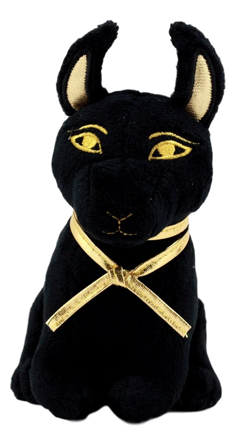 Ebros Small Black & Gold Egyptian Anubis Dog Plush Toy Soft Doll God of Afterlife Jackal Collectible 6"H