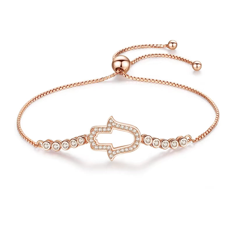 925 Sterling Silver Bracelet Zircon Tennis Bracelets for Women Hamsa Hand Charm Bracelet Mens Bracelets 2019 Jewelry