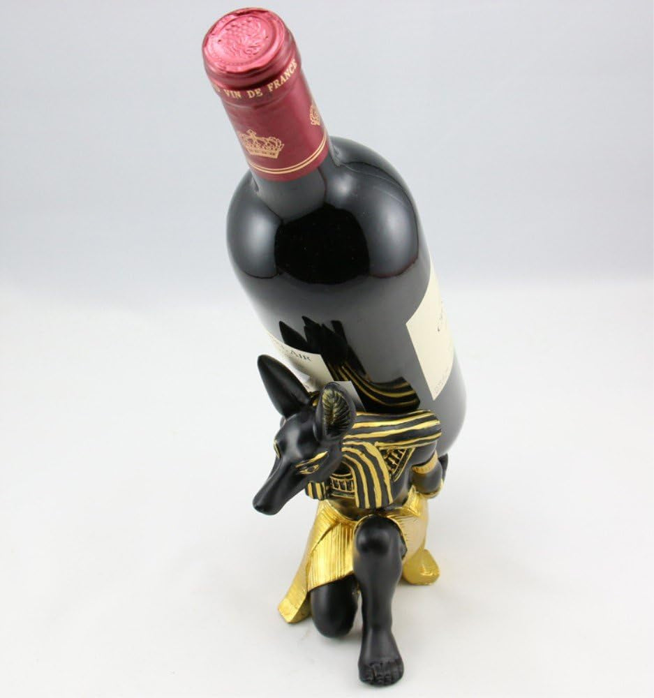 Anubis God Wine Rack Holder Ancient Egyptian Deity Wine Bottle Stand Rack Premium Resin Material Novelty Gift for Kitchen Home Room Decoration (Resin - Anubis)