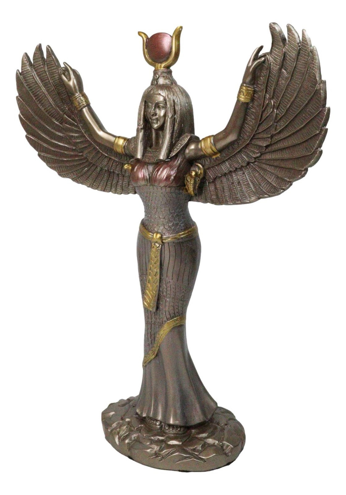 12"H Egyptian Theme Isis with Open Wings Goddess of Magic & Nature Sculpture