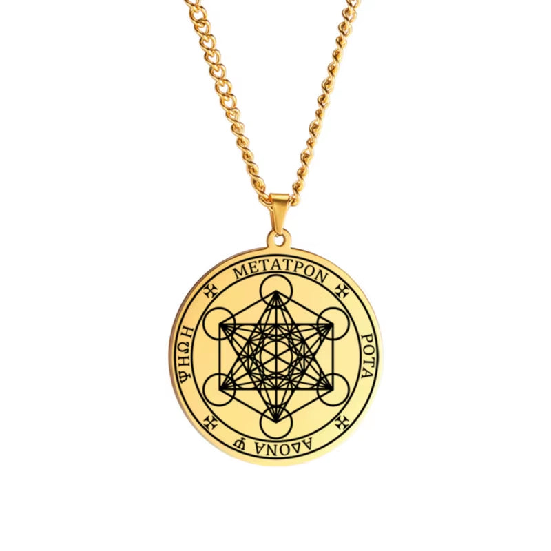Archangel Metatron Seal Solomon Pendants Necklace for Men Stainless Steel Jewelry Religious Necklaces