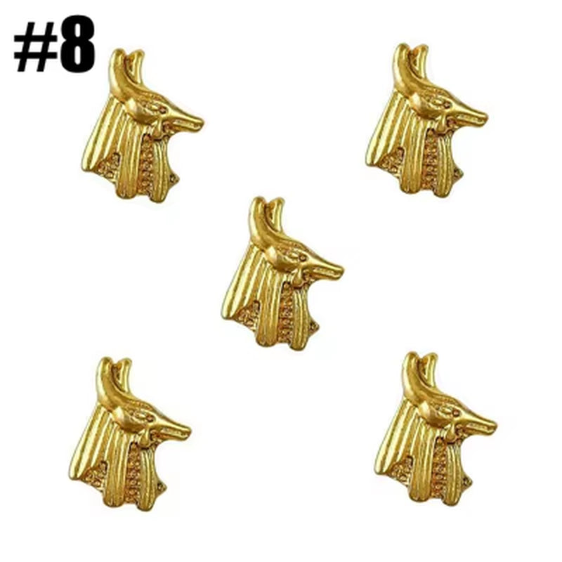 20PCS Beauty Egyptian Style Gold Nail Charms 3D Metal Nail Art Decoration Accessories Supplies Tool