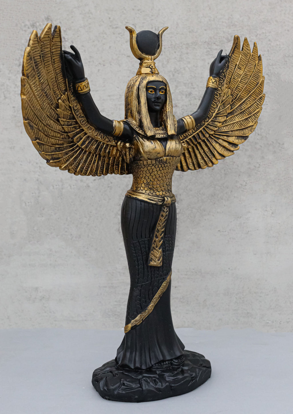 Egyptian Theme Isis with Open Wings Goddess of Magic and Nature Statue Sculpture
