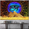 Ancient Egyptian Mythology Pyramid Eye of Horus Mandala Flannel Huge Size 93X71 Inches Tapestry for Bedroom Living Room