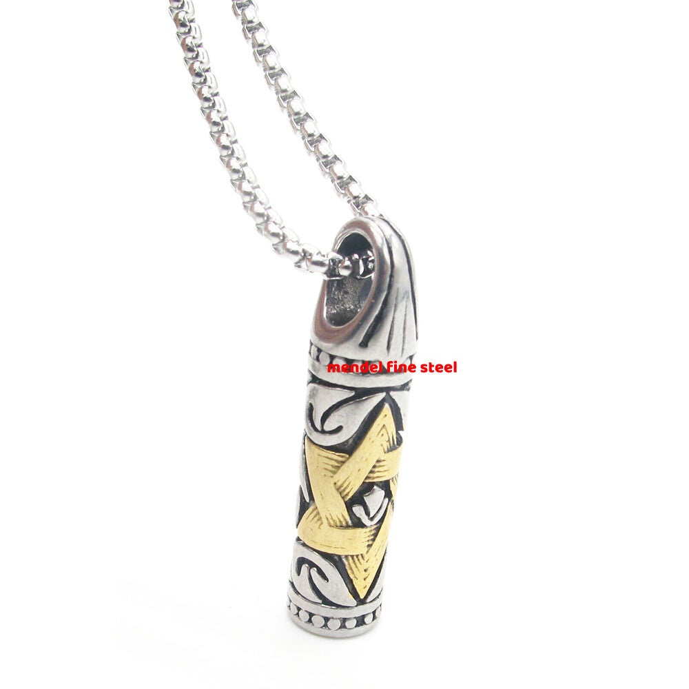 MENDEL Mens 6 Point Star of David Hexagram Necklace with Pendant Stainless Steel