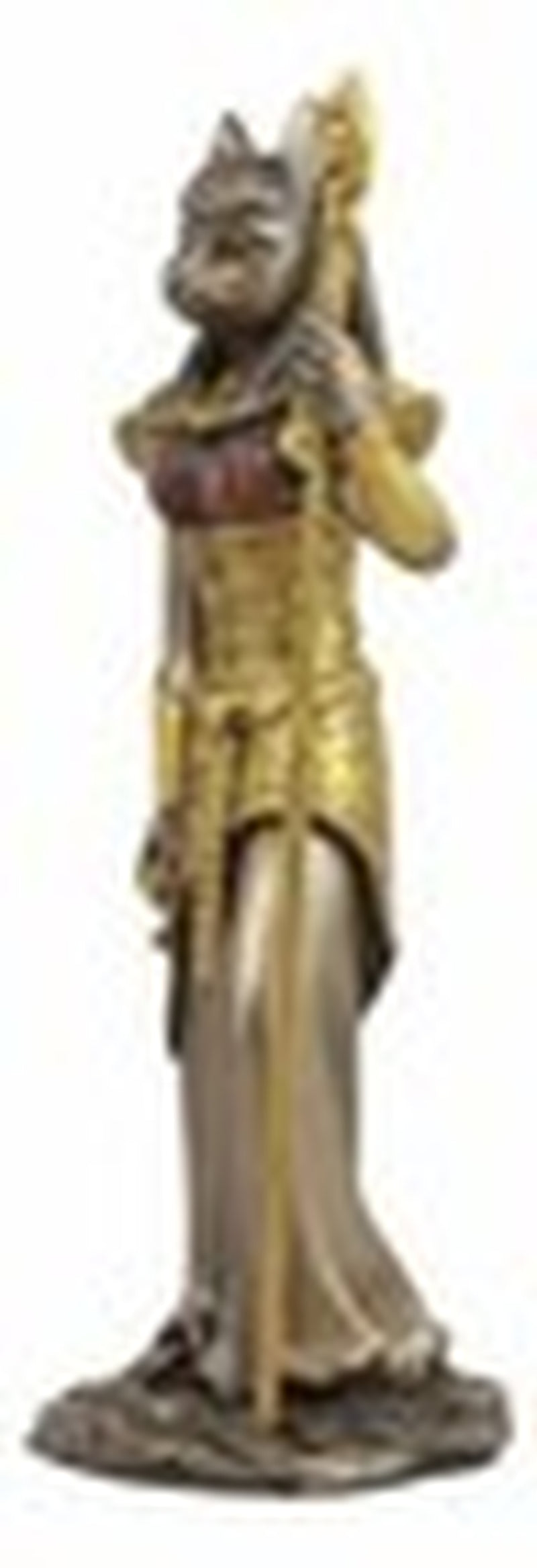 Egyptian Goddess Bastet Cat with Spear Statue 11"H Ubasti Goddess of Protection