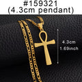 4.3CM Egyptian Cross Pendant Ankh Necklace Woman Men Gold /Silver Color African Charms Jewelry Egypt Nile Key #159321