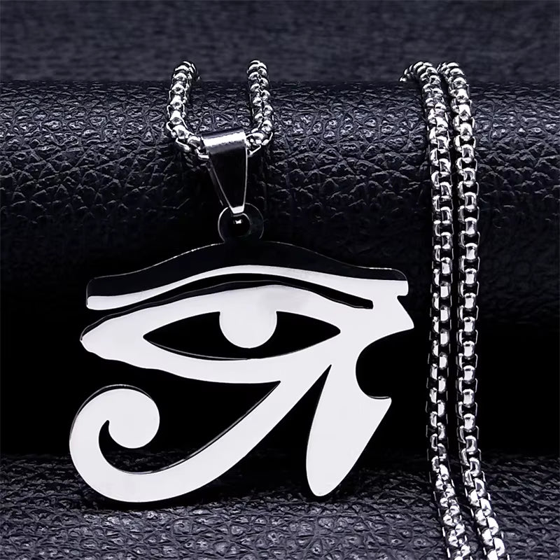 Stainless Steel Egyptian Eyes Chain Necklaces Men Statement Mythology Eye of Ra Horus Symbol Necklace Jewelry Bijoux Femme N4540