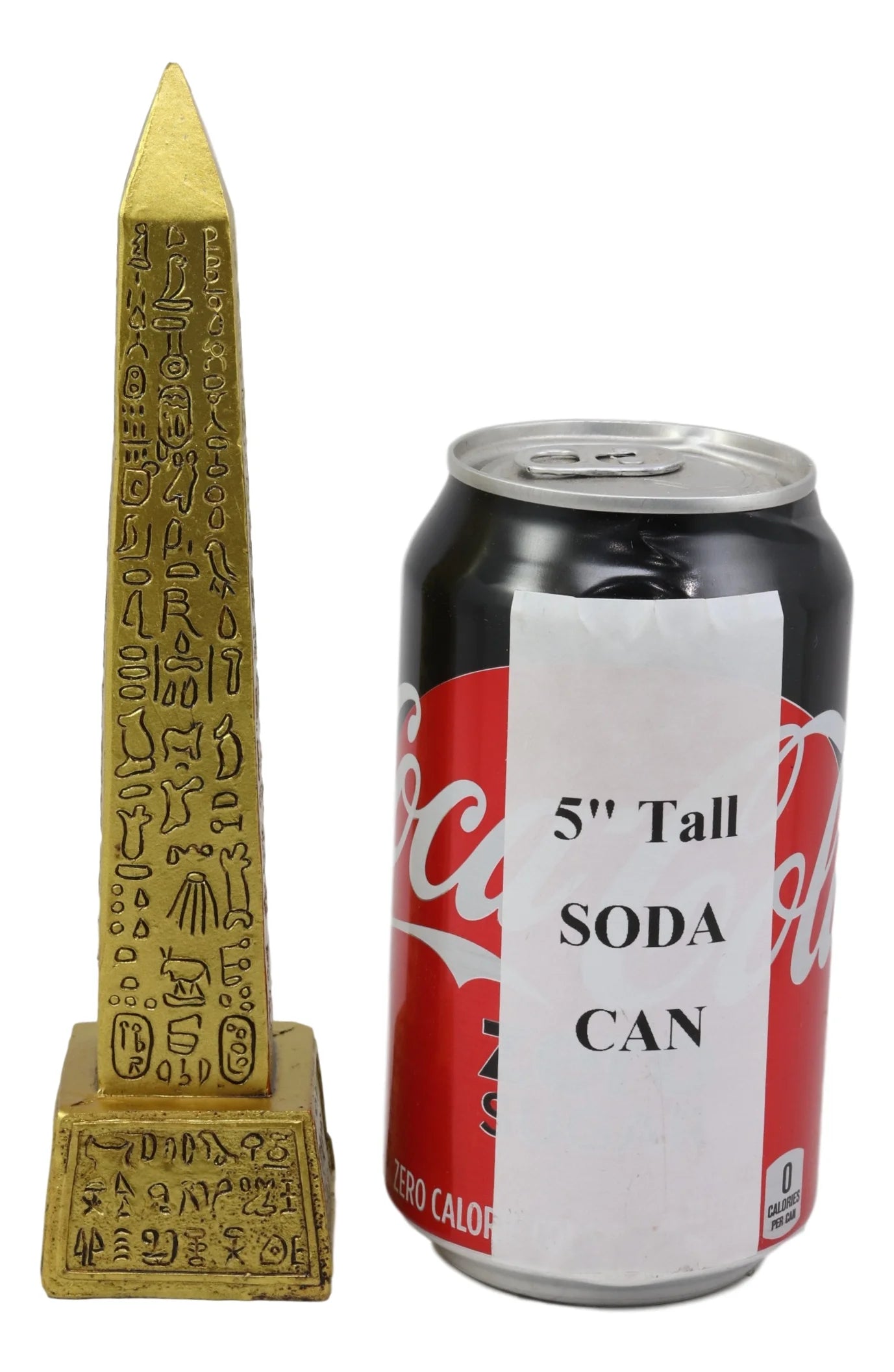 Gods of Egypt Temple of Ra Gold Colored Luxor Obelisk with Hieroglyphs Statue