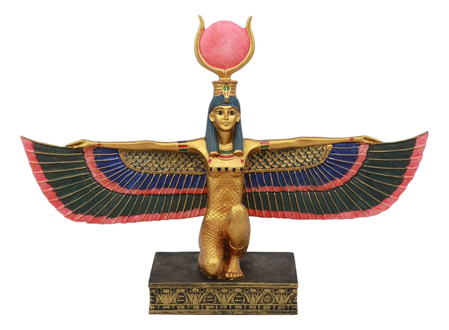 Ebros Egyptian Goddess Kneeling Isis with Open Wings Statue 12.75" Long Deity of Motherhood and Home Figurine