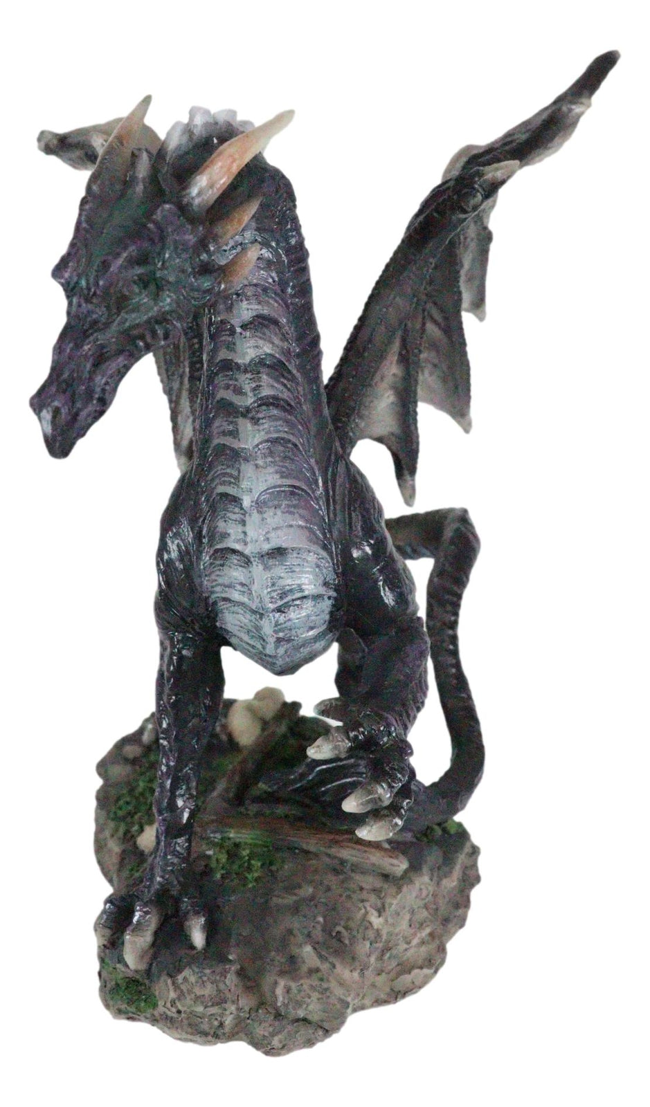 Ancient Mythology Legendary Guardian Dark Midnight Dragon Sculpture Statue 8"H