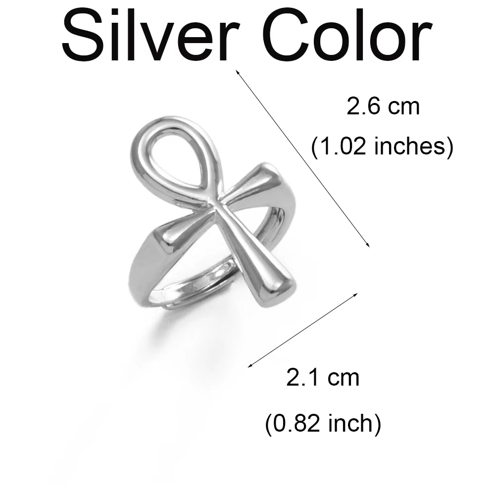 Ankh Ring for Women Girls African Egyptian Cross Charms Finger Ring Jewelry Egypt Hieroglyphs Nile Key @246206