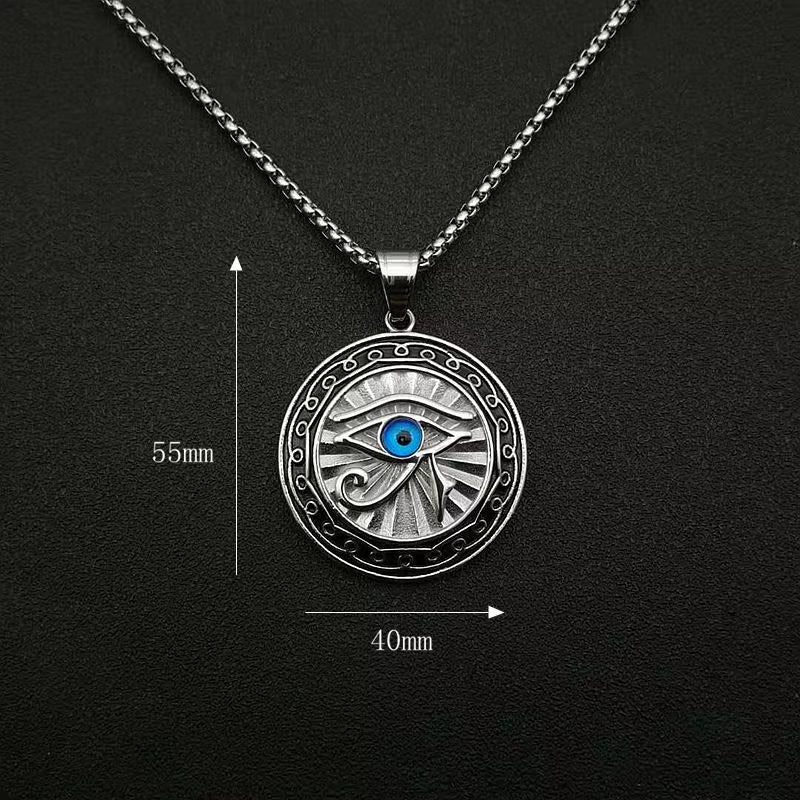 Ancient Egyptian Mythology Eye of Horus Pendant Necklace for Men and Women Punk Blue Eyes Party Hip Hop Amulet Jewelry Gift