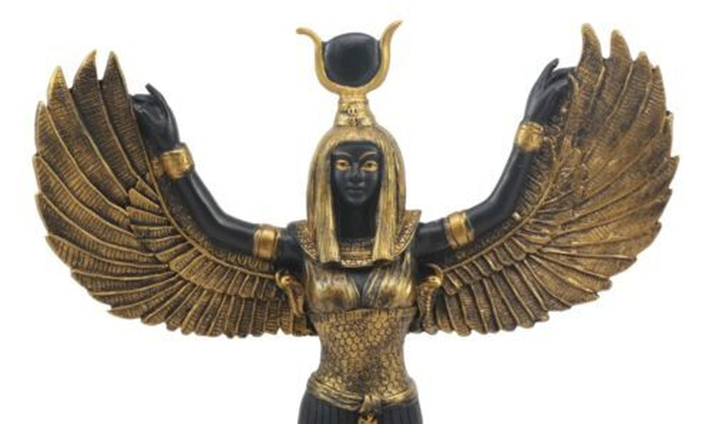Egyptian Theme Isis with Open Wings Goddess of Magic and Nature Statue Sculpture