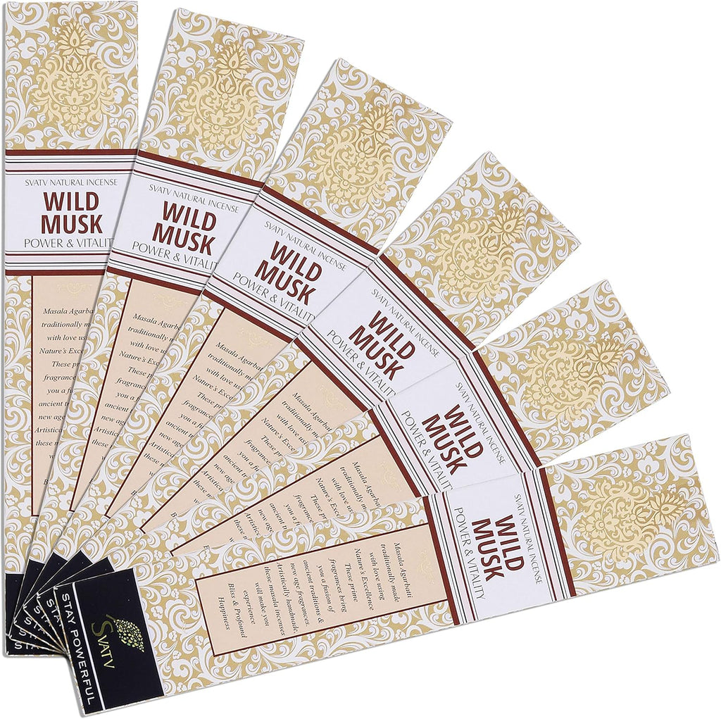 Herbal & Ancient Method Musk Incense Stick with Pack of 6 Incense for Meditation, Yoga, Spiritual, Aromatherapy Energy Cleansing & Calm down the Mind - 15G X 06 Incense | 90G | 3.17Oz