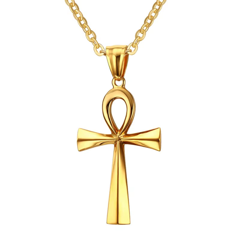 Retro Ankh Necklace Egyptian Cross Necklaces & Pendants Jewelry Gold-Color Vintage Crux Ansata Prayer Jewelry