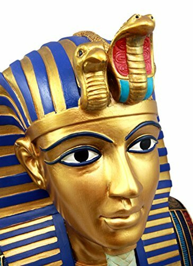 Ebros Large Cobra and Nemes Mask of Pharaoh Egyptian King Tut Bust Figurine 11"H