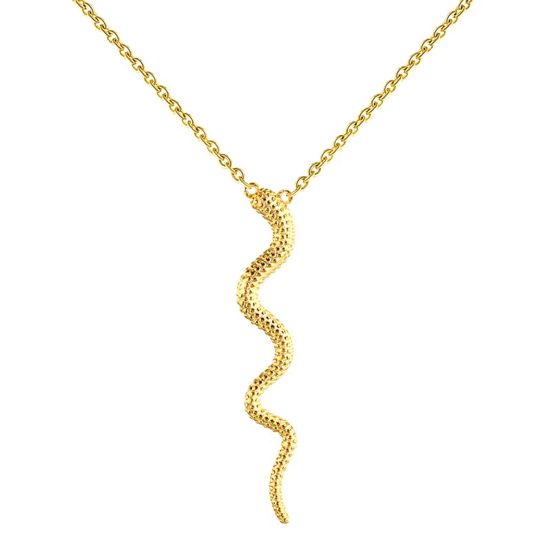 Genuine 925 Sterling Silve Snake Pendant Necklace Women Gifts Punk Style Charm Gold Choker Necklace Long Statement Jewelry