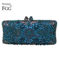 (In Stock) Blue Women Crystal Clutch Evening Bag Bridal Wedding Party Dinner Diamond Minaudiere Handbag Purse