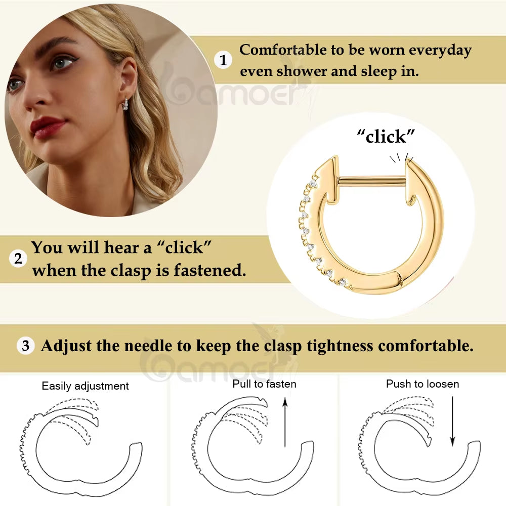 925 Sterling Silver Cubic Zirconia Ear Cuffs 18K Gold Plated Cartilage Hoop Huggie Earrings for Women Stackable Jewelry