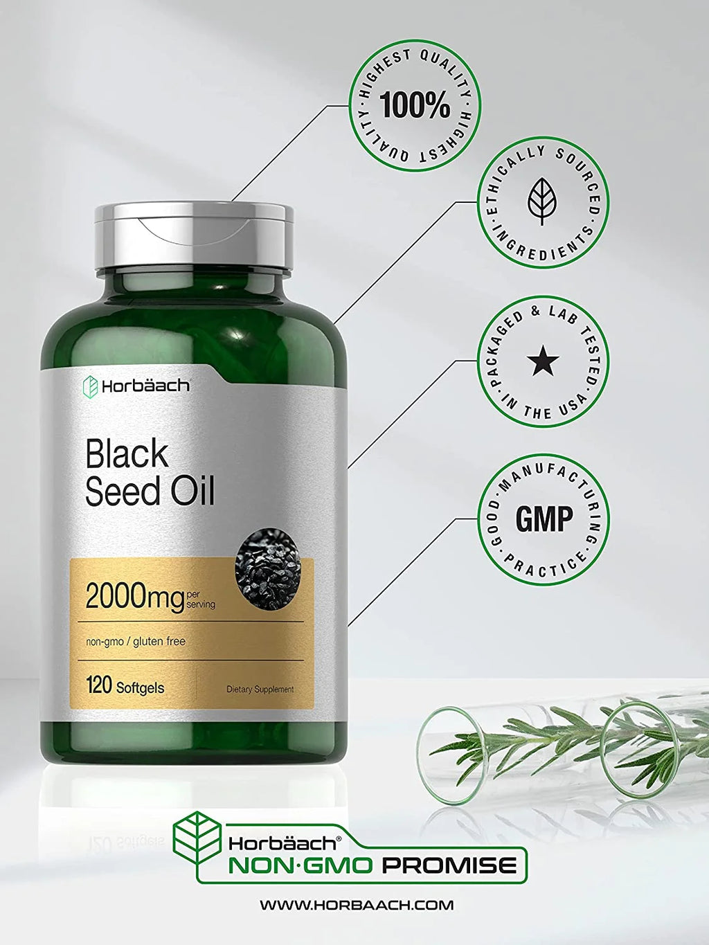 Black Seed Oil 2000Mg | 120 Cold Pressed Softgels | Non-Gmo and Gluten Free | by