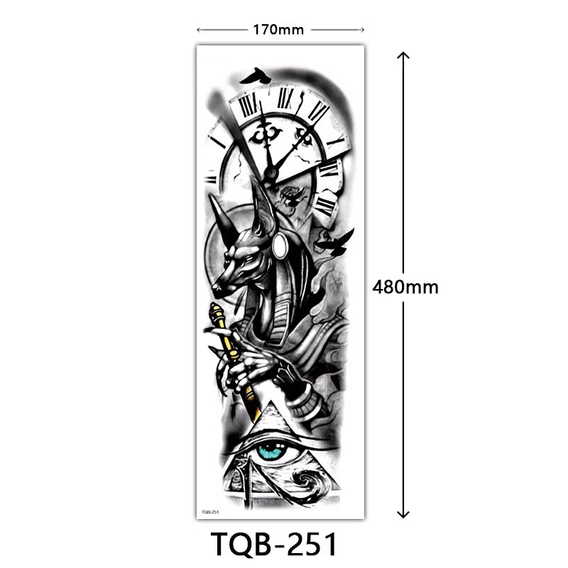 Large Full Arm Sleeve Waterproof Temporary Tattoo Sticker Anubis Ancient Egypt Greece Zeus Eye Fake Tatoo Body Art Men Women Leg