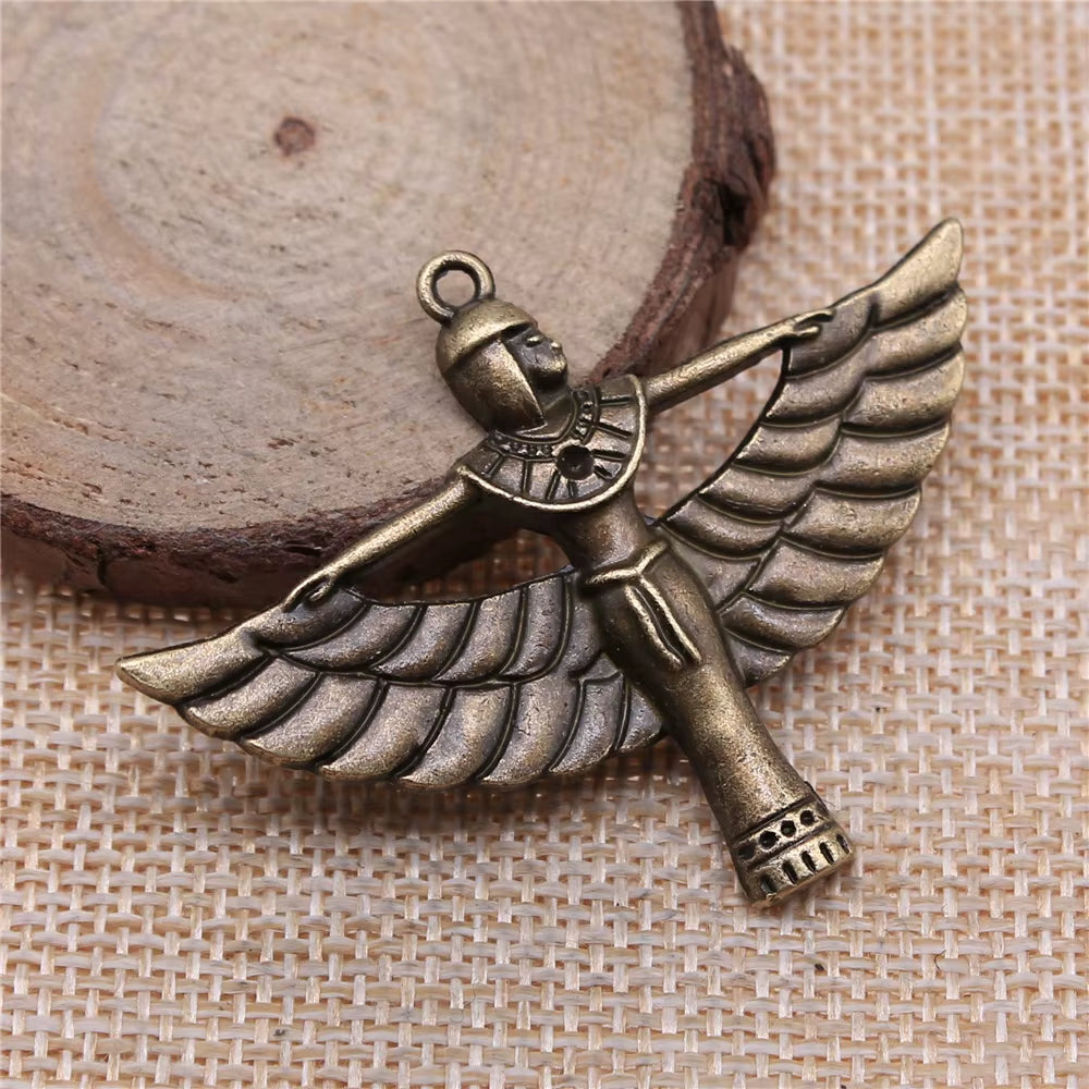 2Pcs 42X56Mm Pendant Winged Woman Egyptian Goodness Charm Pendants for Jewelry Making Egypt Goodnesspendants