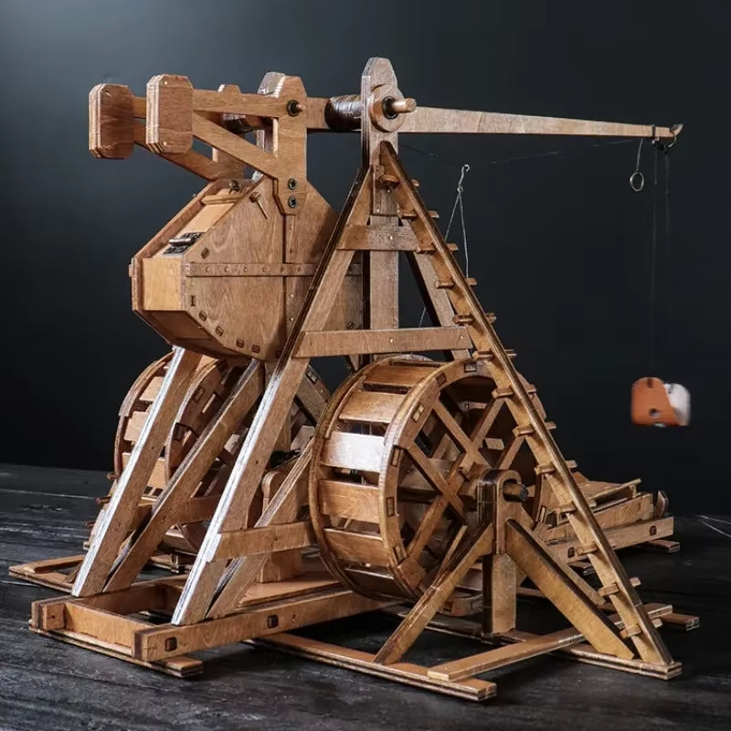 1:48 Rotary Counterweight Trebuchet Catapult DIY Ancient Chariot Model Siege Car Wooden 3D Puzzle Need Assembly