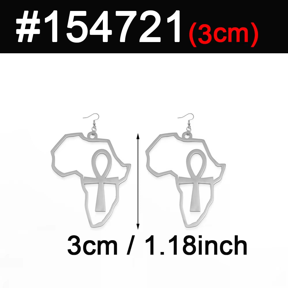 African Map Big Ankh Earrings Exaggerate Larger Earring Africa Egypt Nile Key Traditional Ethnic Hyperbole #154721