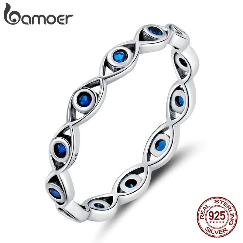 Blue Zircon Finger Rings for Women 925 Sterling Silver Retro Engagement Wedding Jewelry Fashion Accessories SCR693