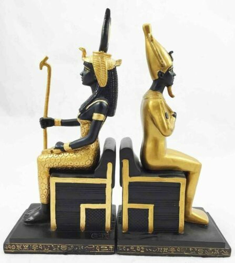 Egyptian King Queen Goddess Isis & God Osiris Sitting on Throne Figurine Set