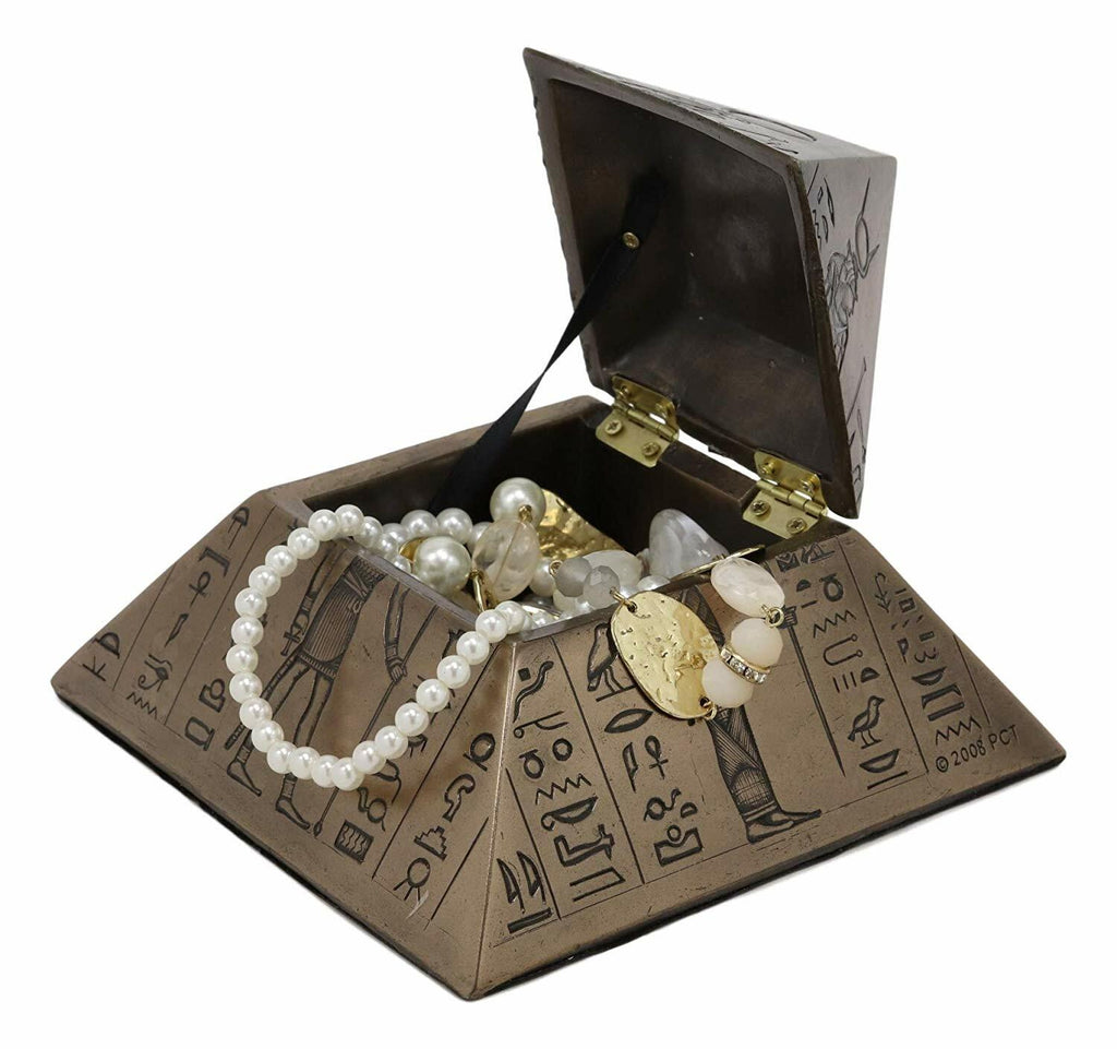 Egyptian Gods Pyramid Trinket Box Egypt Jewelry Container Figurine Statue 8076