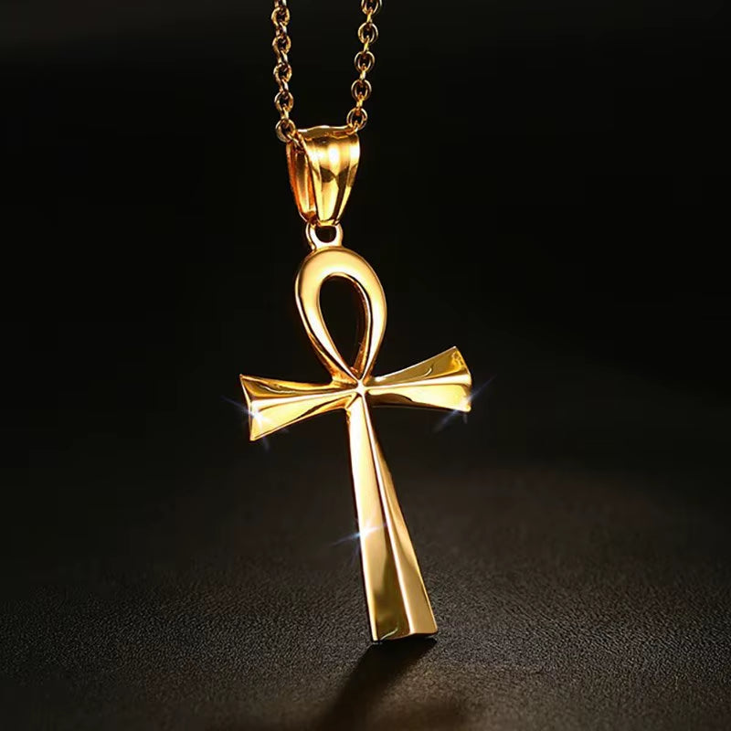 Retro Ankh Necklace Egyptian Cross Necklaces & Pendants Jewelry Gold-Color Vintage Crux Ansata Prayer Jewelry