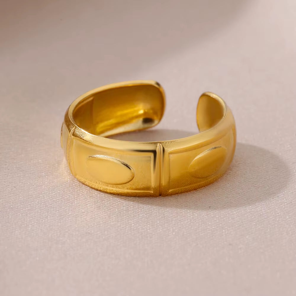 Rings for Women Stainless Steel Evil Eye Gold Color Open Ethnic Ring New Wedding Aesthetic Waterproof Jewelry Accessories Gift