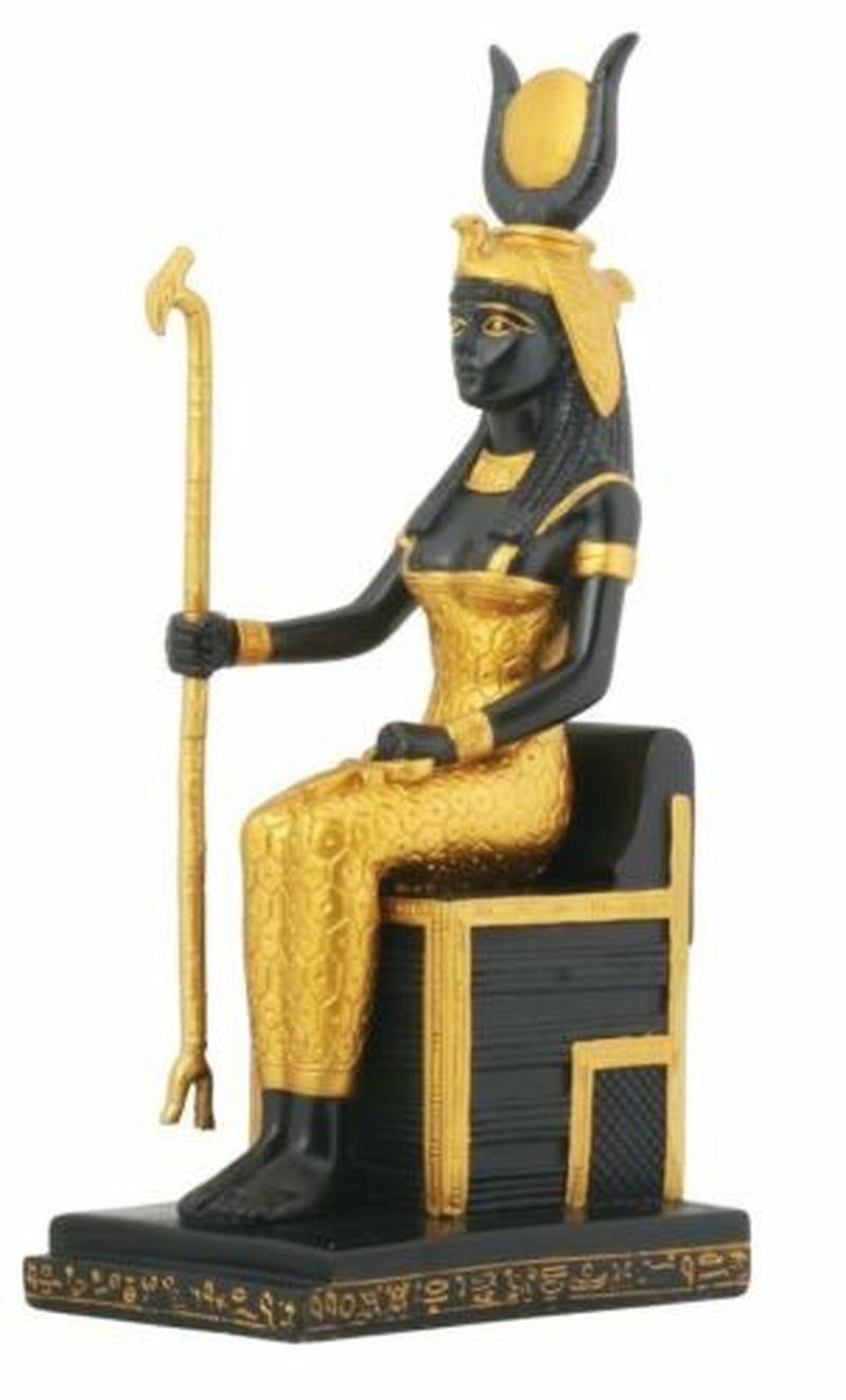 Egyptian King Queen Goddess Isis & God Osiris Sitting on Throne Figurine Set