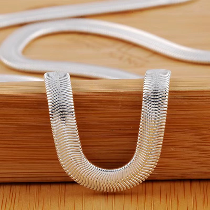 925 Sterling Silver 16/18/20/22/24 Inch 6Mm Flat Snake Chain Necklace for Women Man Fashion Wedding Party Charm Jewelry