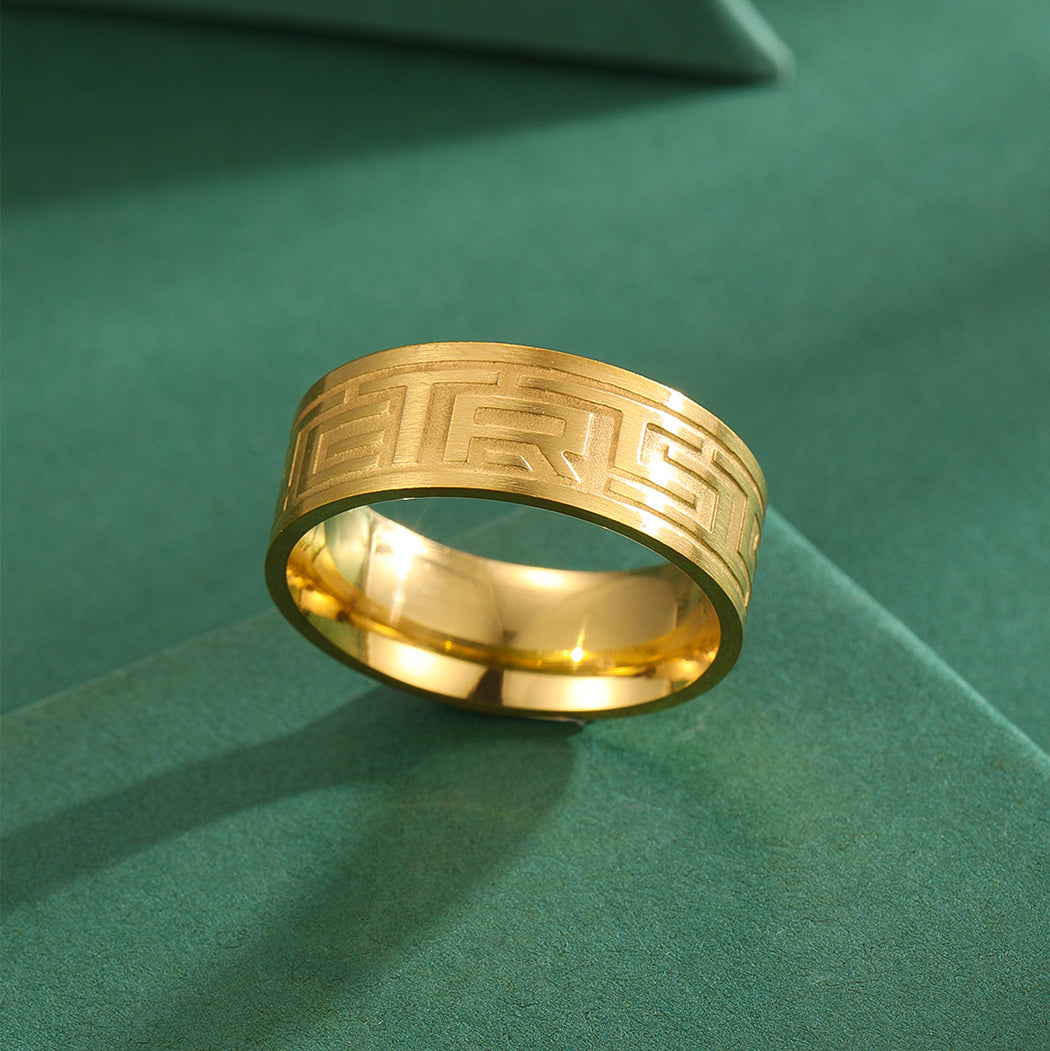 Stainless Steel Greek Band Ring Jewelry