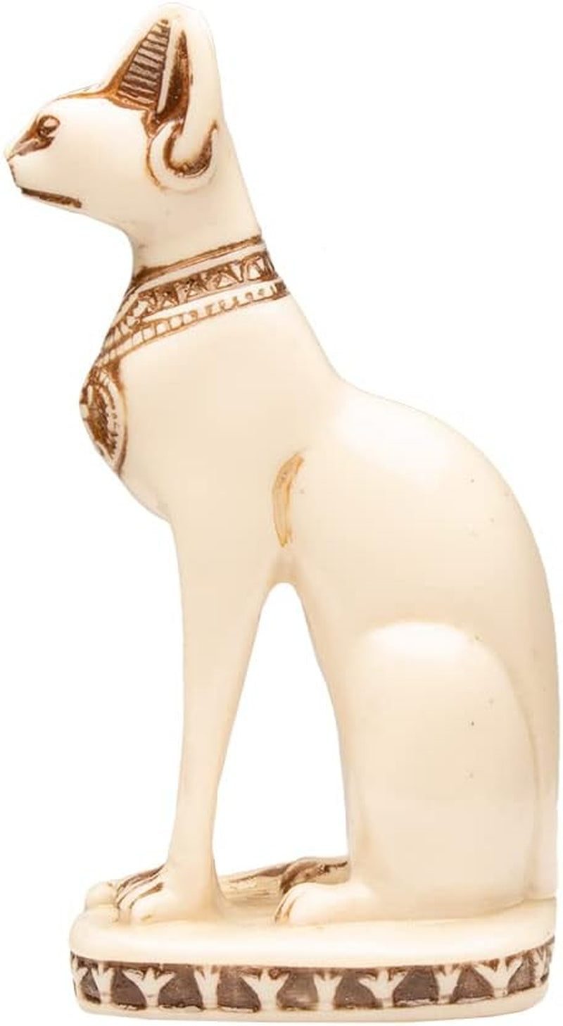 Bastet Cat Goddess Statue - White - 5.5" Tall - Made in Egypt