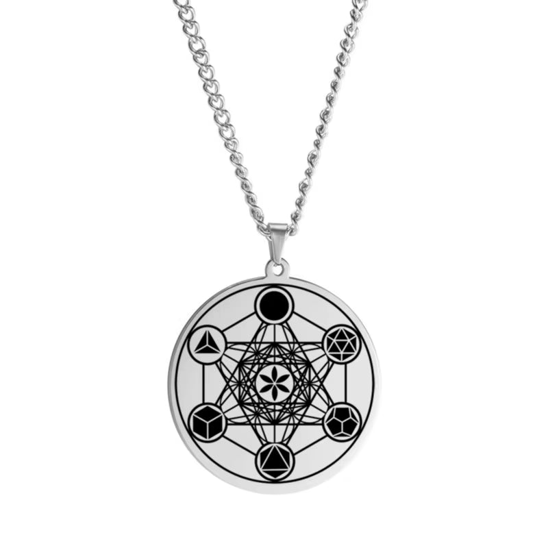 Archangel Metatron Seal Solomon Pendants Necklace for Men Stainless Steel Jewelry Religious Necklaces