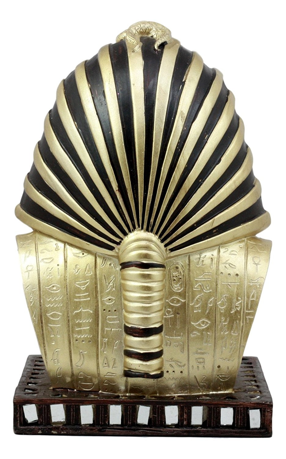 Ebros Golden Mask of King Tut Statue 8"H Pharaoh Vulture and Cobra Crown Bust Egyptian Dynasty Decorative Figurine