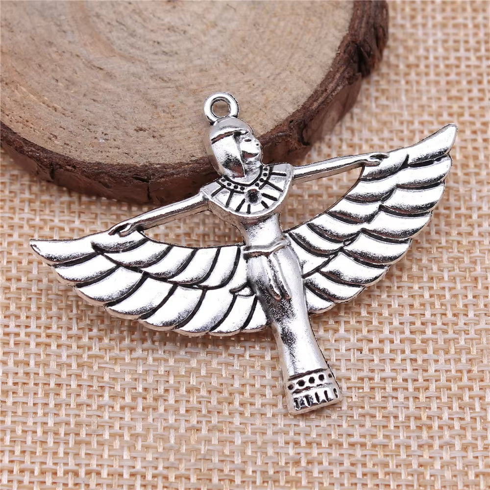 2Pcs 42X56Mm Pendant Winged Woman Egyptian Goodness Charm Pendants for Jewelry Making Egypt Goodnesspendants